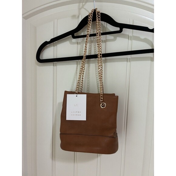 Lauren Conrad SADDLETAN & Gold Mini Bucket Purse With NWT - Picture 5 of 5
